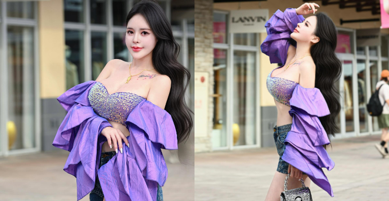 【GG扑克】巨乳美姬「姬冰嫣」把Outlet當伸展台，「車燈狂閃」點燃火辣氣場！