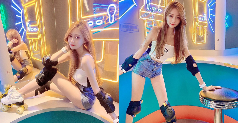 【GG扑克】司機都摔慘了！「雨停」溜冰場上狂曬白皙嫩腿，凹凸姿態辣到全場重心不穩！