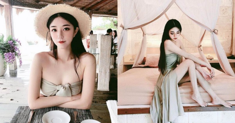 【GG扑克】正妹度假裝露出「白皙美腿」，正面低胸視角好誘人！