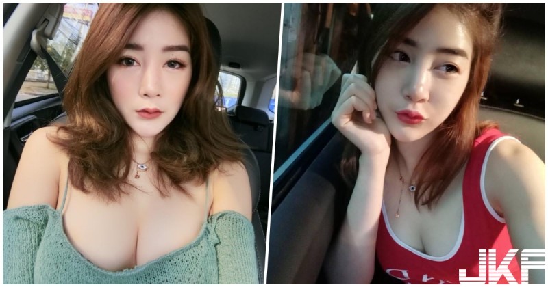 【GG扑克】正妹坐車「快大面積走光」，「超渾圓大奶」讓大家都想開車載她了！