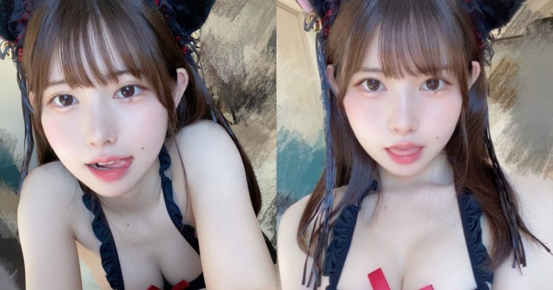 【GG扑克】又甜又香！櫻花萌妹「雪白爆乳」cos小貓咪，精緻娃娃臉＋性感好身材！