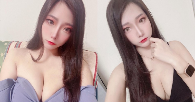 【GG扑克】正妹「桃桃兒」展現豐滿大深溝，「紫色低胸裝」畫面超勾人！