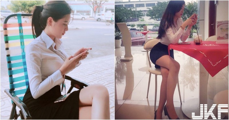 【GG扑克】買車了啦！「大奶長腿美女業務」身材太兇猛！制服襯衫下「飽滿形狀」都快撐出來了！