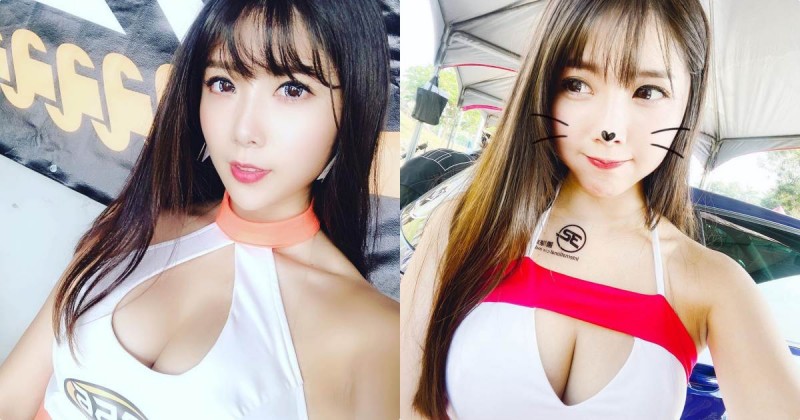 【GG扑克】車展上的火辣美乳正妹「妮妮兒」，胸前挖空造型好兇狠！