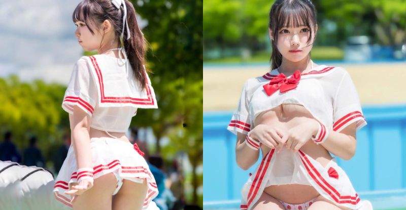 【GG扑克】「超萌正妹」上面失守下面也露餡，「草莓內褲」香爆宅男圈