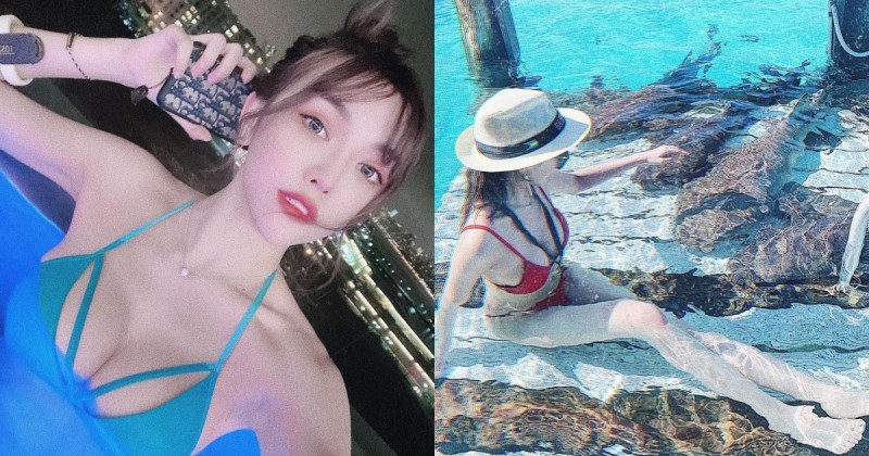 【GG扑克】美女餵鯊魚？美乳正妹「KAKA」海島度假，「窈窕雪肌」太美味好怕她真的被吃掉！