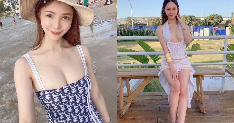 【GG扑克】正妹外送員「Michelle 雪兒」性感洋裝露「白嫩Ｅ奶」，中路大開雙球快掉出來！