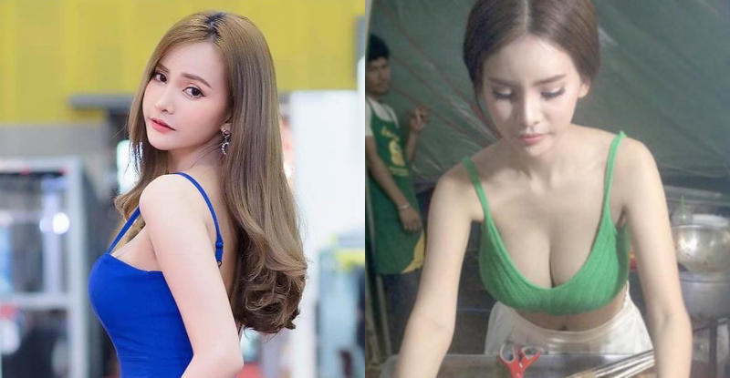 【GG扑克】高手在民間，妹子在身邊！小吃攤女神「Sutasinee Siriruke」雪乳快掉出來，客人直喊太辣啦！