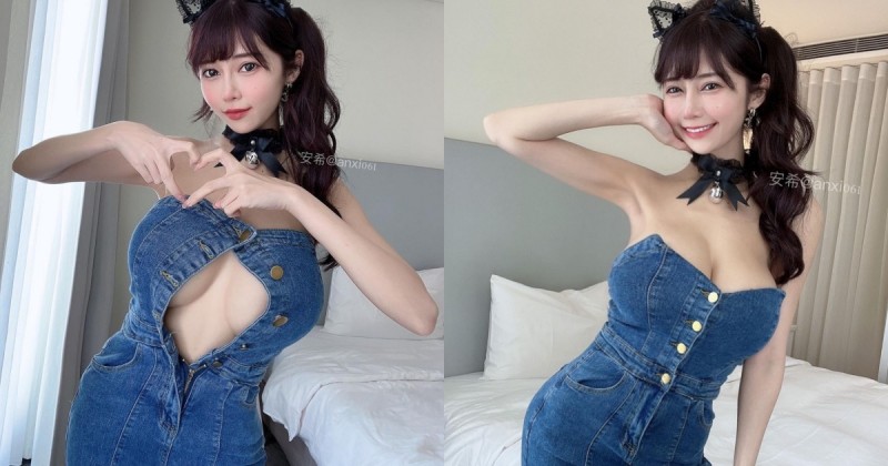 【GG扑克】一衣兩穿！巨乳甜心「安希」鈕扣解開露中路，超兇猛渾圓雙球迷倒上萬粉絲！