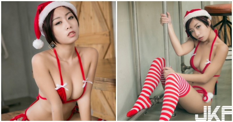 【GG扑克】爆乳耶誕內衣超噴血，「火辣曲線」讓人想把綁帶解開啊！