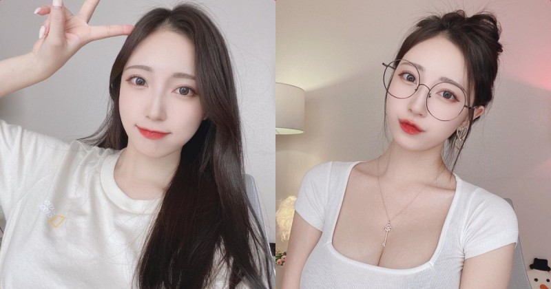 【GG扑克】純情眼鏡正妹「曲線好誘人」，「低胸短T」事業線太辣！