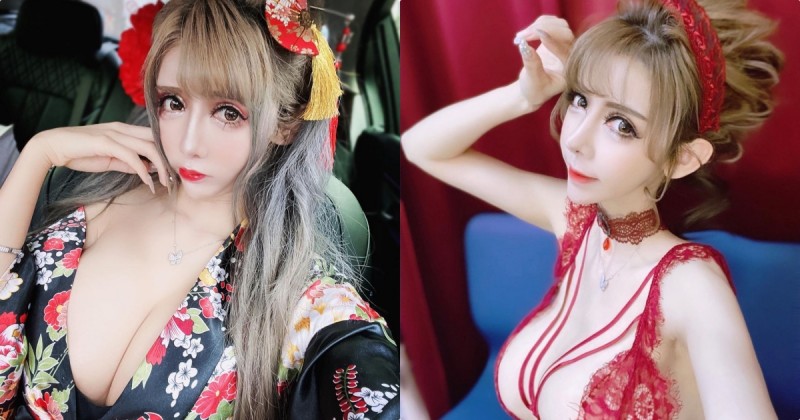 【GG扑克】G奶正妹「Luby露比」花魁造型超深V，「豐滿的大車頭燈」讓人看暈！
