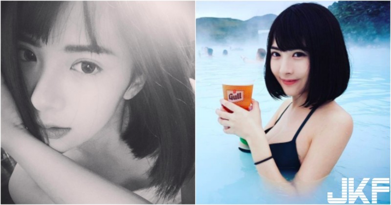 【GG扑克】楊冪4ni？「短髮空靈正妹」冰島秀比基尼！「白皙美乳」透出湖面好誘人啊…！