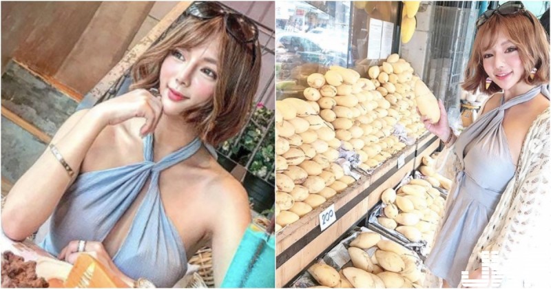 【GG扑克】要買芒果嗎？「短髮美乳妹」佇足芒果攤，性感小洋裝若隱若現好吸睛～