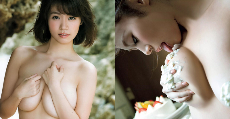 【GG扑克】自己舔自己！「Ｉ奶正妹」低頭大舔奶油　軟嫩巨乳太誘惑！