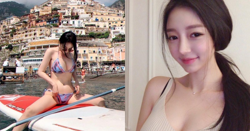 【GG扑克】爆乳比基尼妹「雙腳開開做獨木舟」，邪惡的坐姿超引人遐想…